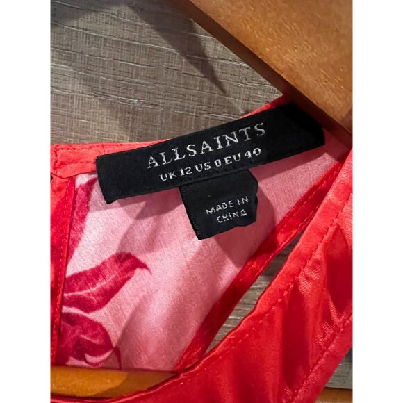 All Saints Verna Nila Top Orange Silk Blend size US 8 NWOT - Picture 6 of 10